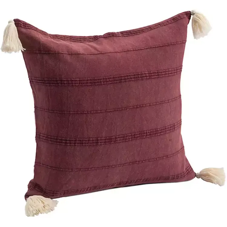 Outlet Merlot Striped Organic Cotton Throw Pillow Pillows
