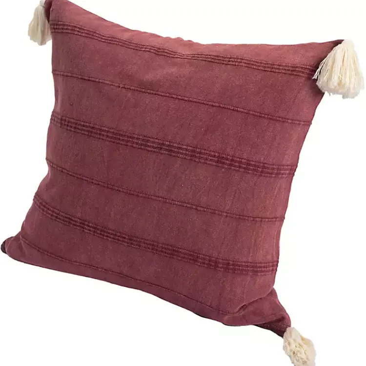 Outlet Merlot Striped Organic Cotton Throw Pillow Pillows
