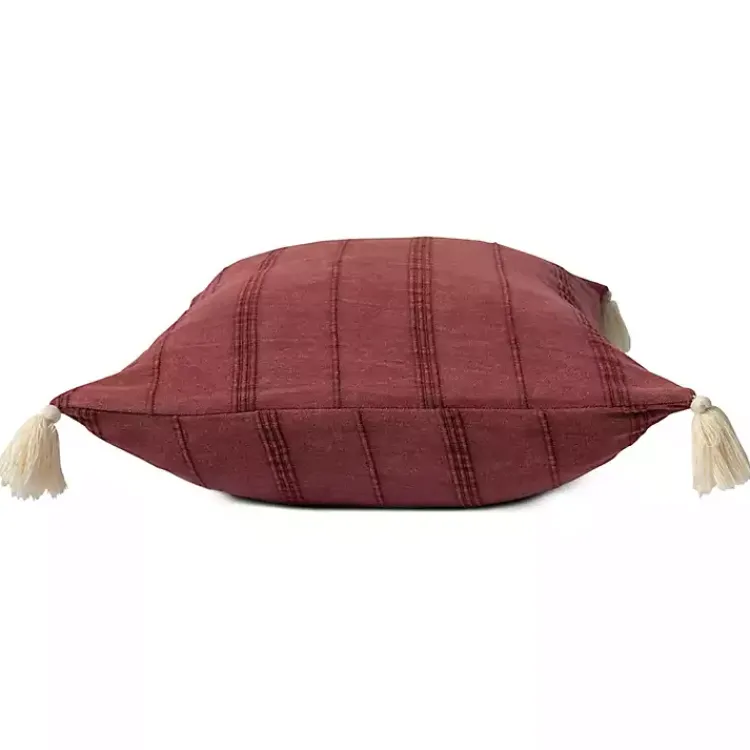 Outlet Merlot Striped Organic Cotton Throw Pillow Pillows