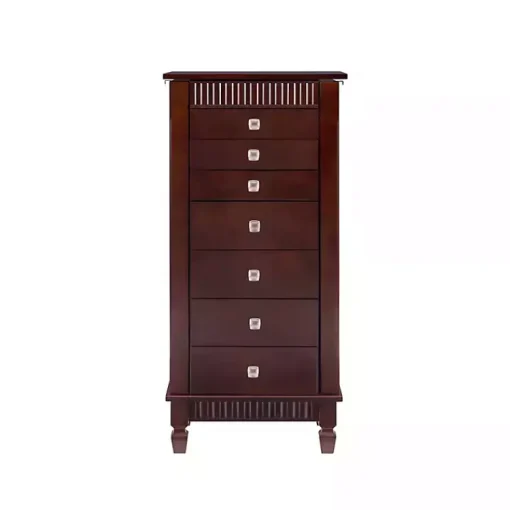 Kirklands Home Dressers & Chests|Merlot Wood 7-Drawer Joslyn Jewelry Armoire Brown