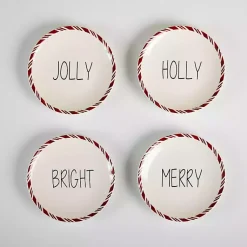 Discount Merry & Bright Appetizer Plates, Set of 4 Christmas Dining & Entertaining
