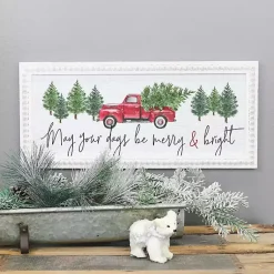 Sale Merry & Bright Beaded Frame Wall Plaque Christmas Art & Wall Decor