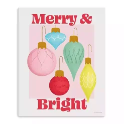 New Merry & Bright Poster Canvas Print Christmas Art & Wall Decor