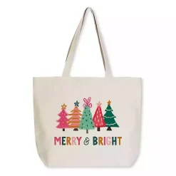 Best Merry & Bright Whimsy Wonderland Canvas Tote Bag Christmas Decorations