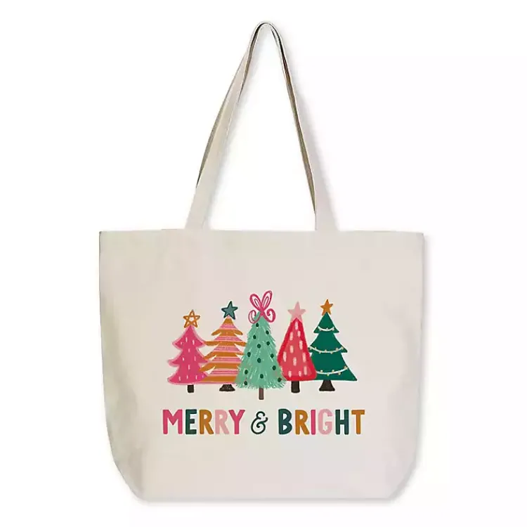Best Merry & Bright Whimsy Wonderland Canvas Tote Bag Christmas Decorations