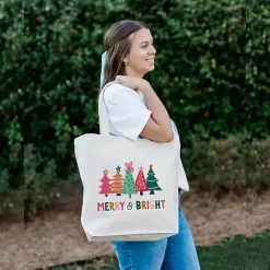 Best Merry & Bright Whimsy Wonderland Canvas Tote Bag Christmas Decorations