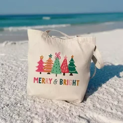 Best Merry & Bright Whimsy Wonderland Canvas Tote Bag Christmas Decorations