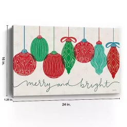 Outlet Merry and Bright Bulbs Canvas Art Print, 24x16 in. Christmas Art & Wall Decor