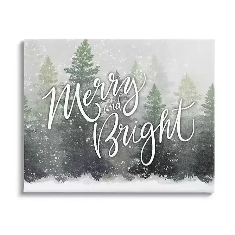 Merry and Bright Forest Canvas Wall Plaque Christmas Art & Wall Decor
