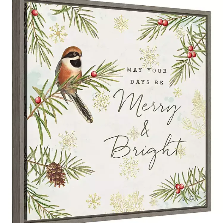 Sale Merry and Bright Framed Canvas Wall Plaque Christmas Art & Wall Decor