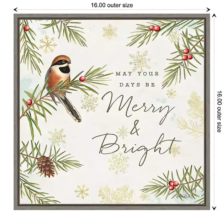 Sale Merry and Bright Framed Canvas Wall Plaque Christmas Art & Wall Decor