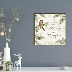 Sale Merry and Bright Framed Canvas Wall Plaque Christmas Art & Wall Decor