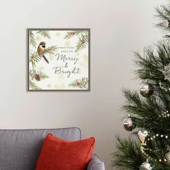 Sale Merry and Bright Framed Canvas Wall Plaque Christmas Art & Wall Decor