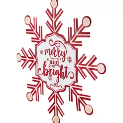 Discount Merry and Bright Snowflake Wall Plaque Christmas Art & Wall Decor