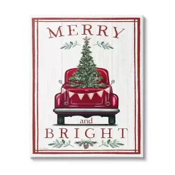 Merry and Bright Truck Canvas Wall Plaque Christmas Art & Wall Decor