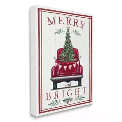 Merry and Bright Truck Canvas Wall Plaque Christmas Art & Wall Decor