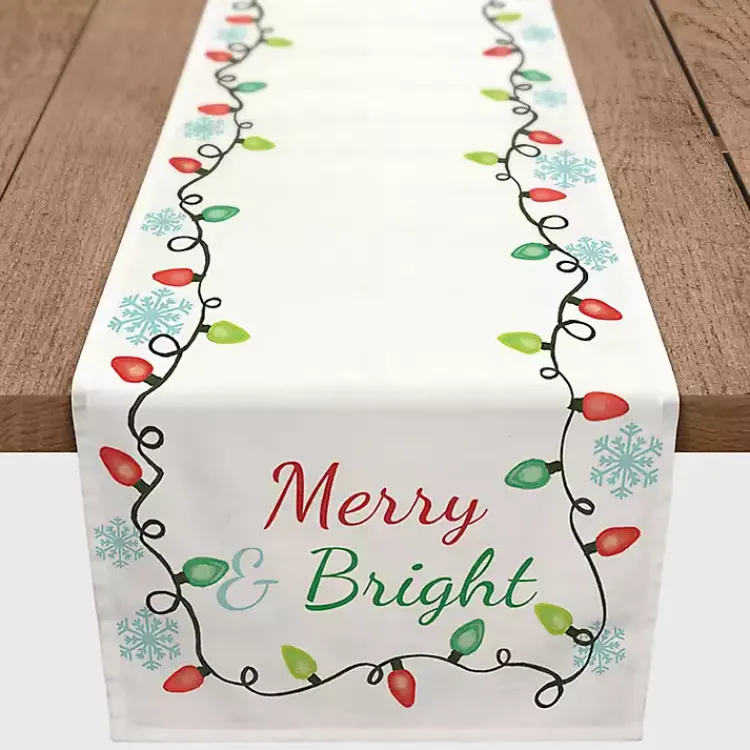 Kirklands Home Table Linens|Merry and Bright with Lights Table Runner, 90 in. Multi
