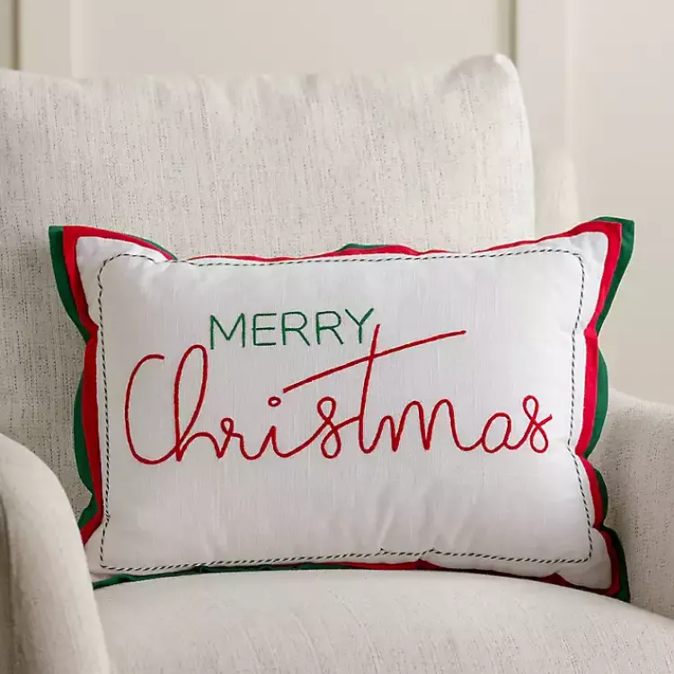 Clearance Merry Christmas Double Flange Pillow Pillows