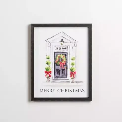 New Merry Christmas Front Doorstep Framed Art Print Christmas Art & Wall Decor
