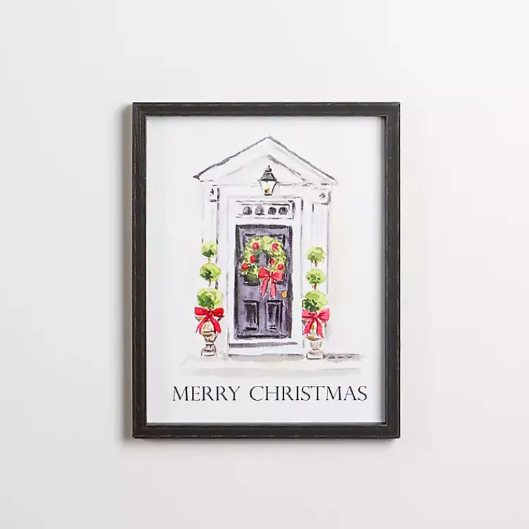 New Merry Christmas Front Doorstep Framed Art Print Christmas Art & Wall Decor