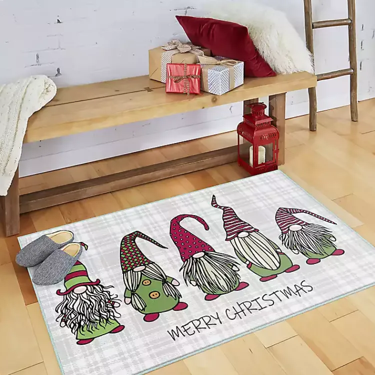 Best Merry Christmas Gnome Plaid Accent Rug Christmas Decorations