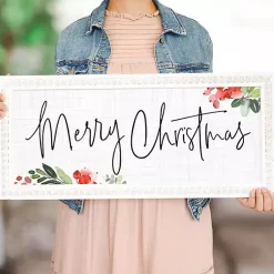 Merry Christmas Holly Beaded Frame Wall Plaque Christmas Art & Wall Decor