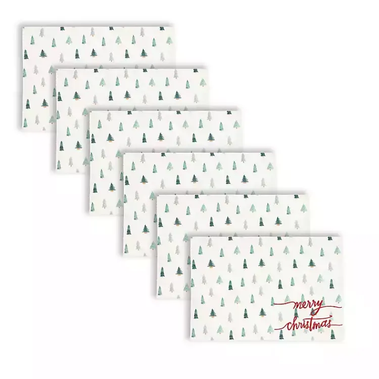 Clearance Merry Christmas Mini Trees Placemats, Set of 6 Christmas Dining & Entertaining