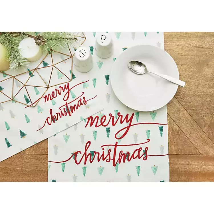Clearance Merry Christmas Mini Trees Placemats, Set of 6 Christmas Dining & Entertaining