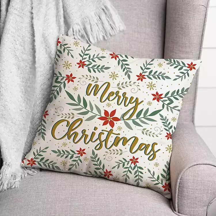 Best Merry Christmas Poinsettia Pillow Christmas Pillows