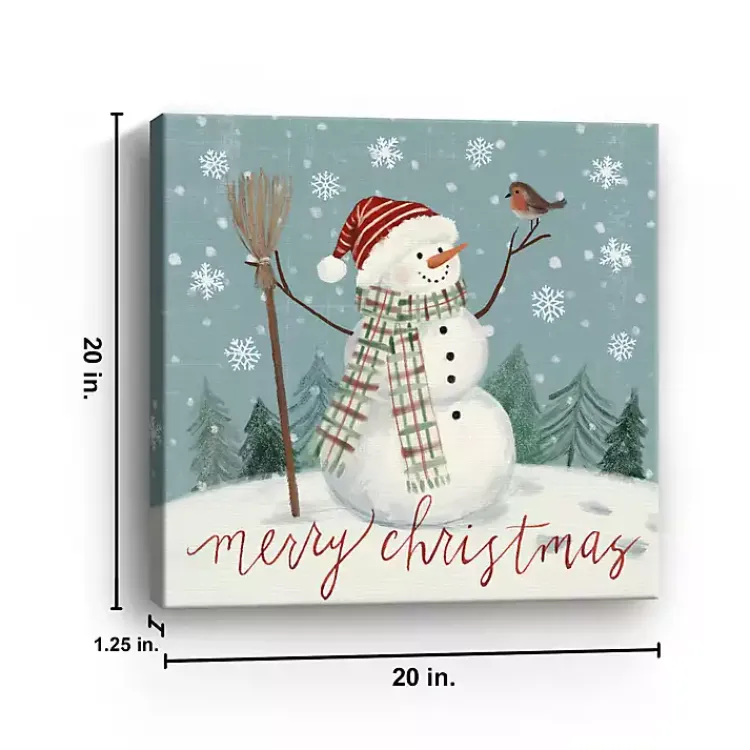 New Merry Christmas Snowman Canvas Wall Plaque Christmas Art & Wall Decor