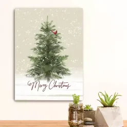 Best Merry Christmas Snowy Tree Canvas Art Print Christmas Art & Wall Decor