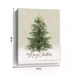 Best Merry Christmas Snowy Tree Canvas Art Print Christmas Art & Wall Decor