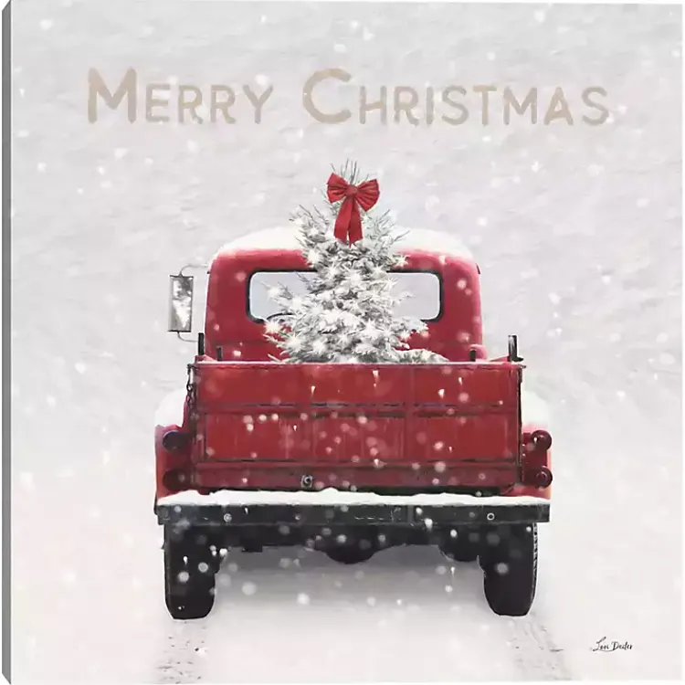 Sale Merry Christmas Snowy Truck Canvas Art Print Christmas Art & Wall Decor