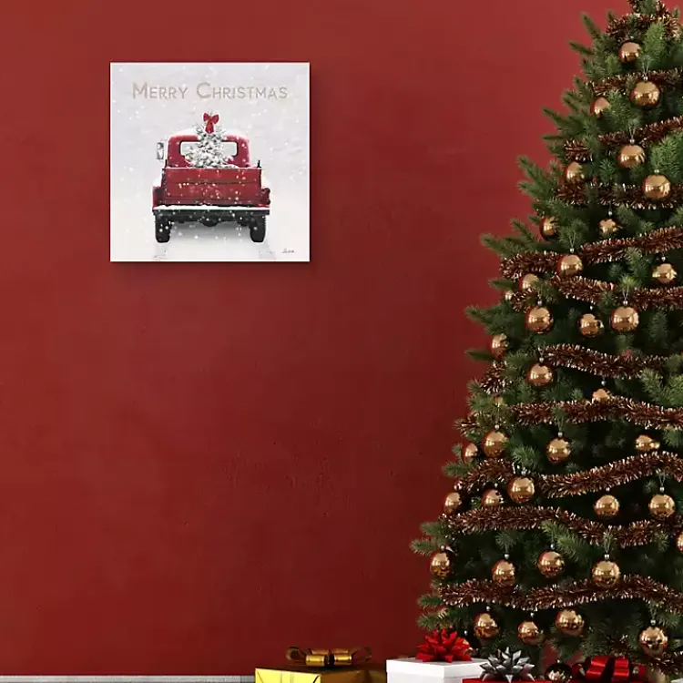 Sale Merry Christmas Snowy Truck Canvas Art Print Christmas Art & Wall Decor