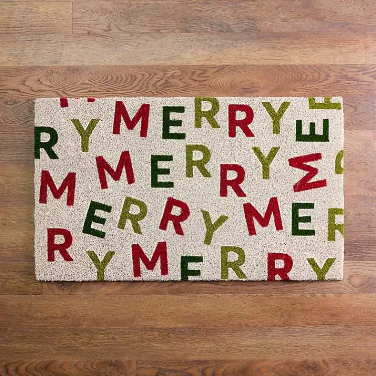 Kirklands Home Doormats|Merry Coir Christmas Doormat Tan