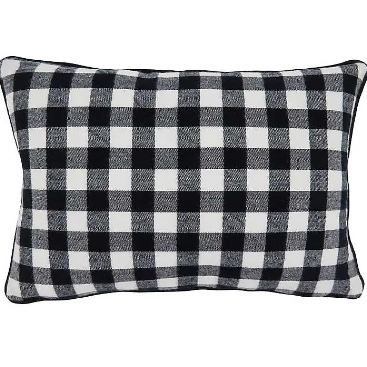 Discount Merry Gingham Felt Lumbar Pillow Christmas Pillows