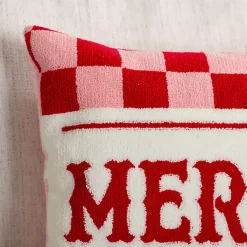Sale Merry Pink Checkered Pillow Pillows