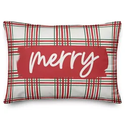 Sale Merry Plaid Lumbar Pillow Christmas Pillows