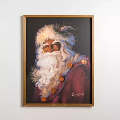 Online Merry Santa and Gold Bells Framed Canvas Art Print Christmas Art & Wall Decor