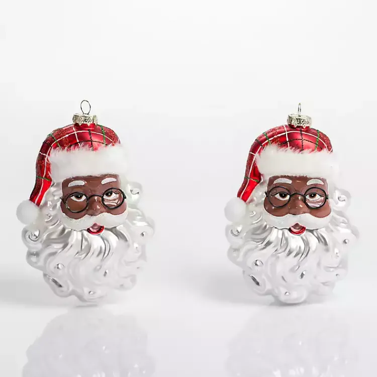 Merry Santa Face Ornaments, Set of 2 Christmas Ornaments