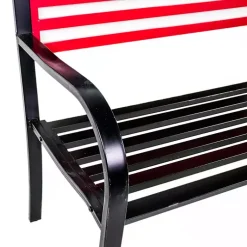 Kirklands Home Outdoor Seating|Metal American Flag Bench