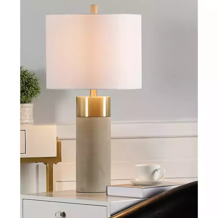 Kirklands Home Table Lamps|Metal and Concrete Cylindrical Table Lamp