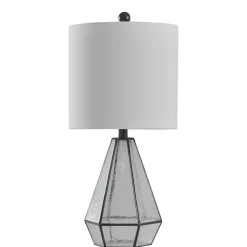 Kirklands Home Table Lamps|Metal and Seeded Glass Cage Table Lamp White