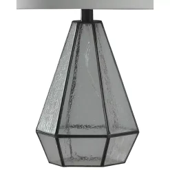 Kirklands Home Table Lamps|Metal and Seeded Glass Cage Table Lamp White