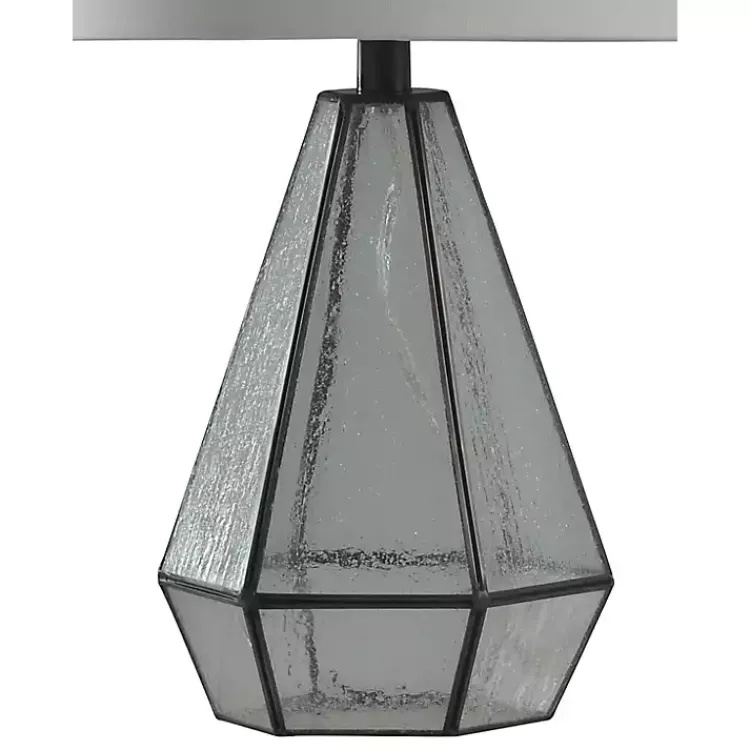 Kirklands Home Table Lamps|Metal and Seeded Glass Cage Table Lamp White