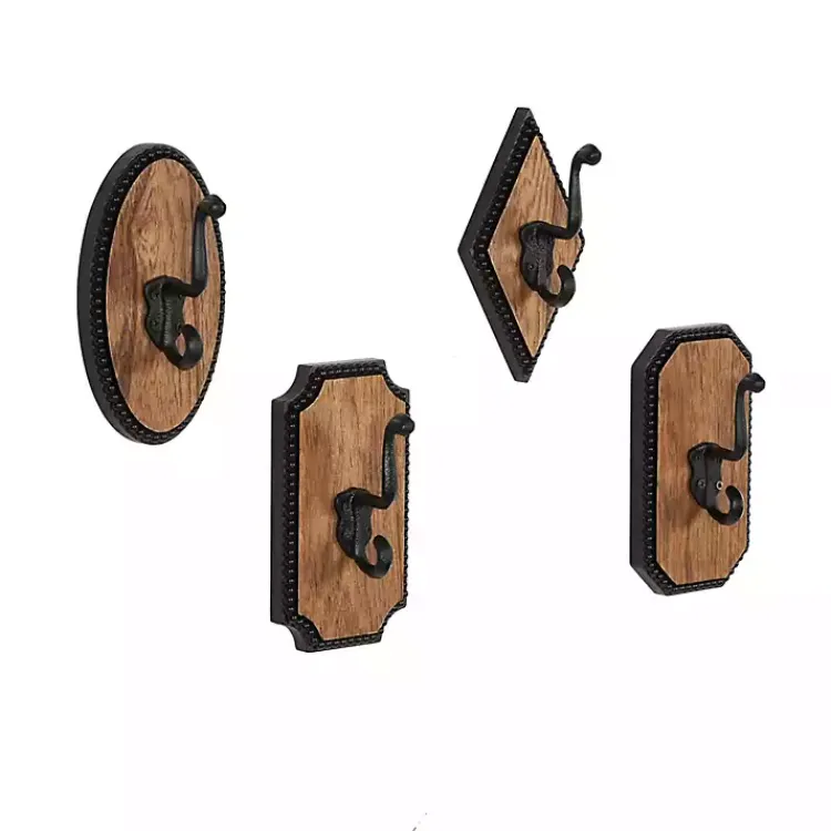 Kirklands Home Hooks|Metal and Wood Beaded Wall Hooks, Set of 4