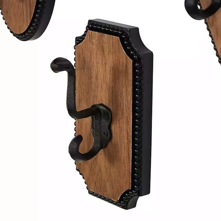 Kirklands Home Hooks|Metal and Wood Beaded Wall Hooks, Set of 4