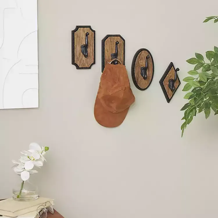 Kirklands Home Hooks|Metal and Wood Beaded Wall Hooks, Set of 4