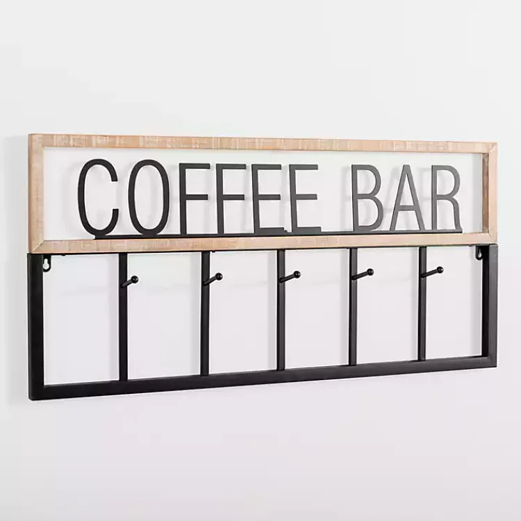 Kirklands Home Hooks|Metal and Wood Coffee Bar Wall Hooks