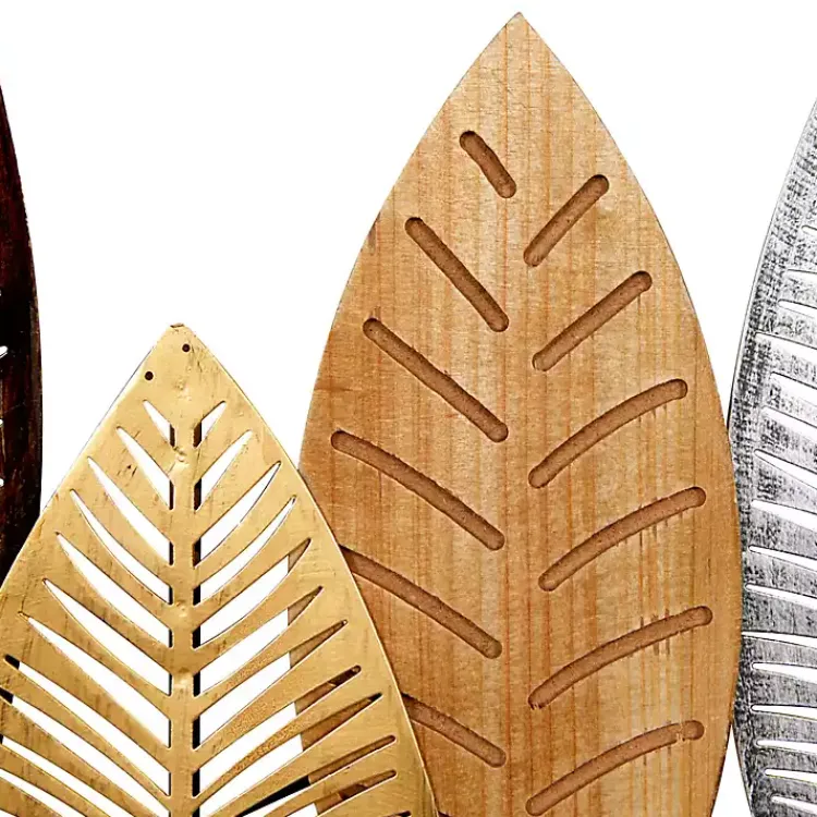 Kirklands Home Wall Plaques|Metal and Wood Leaf Stems Wall Plaque Multi